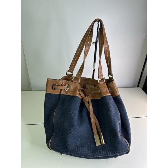 Michael Kors navy large canvas leather tote - Picture 1 of 10